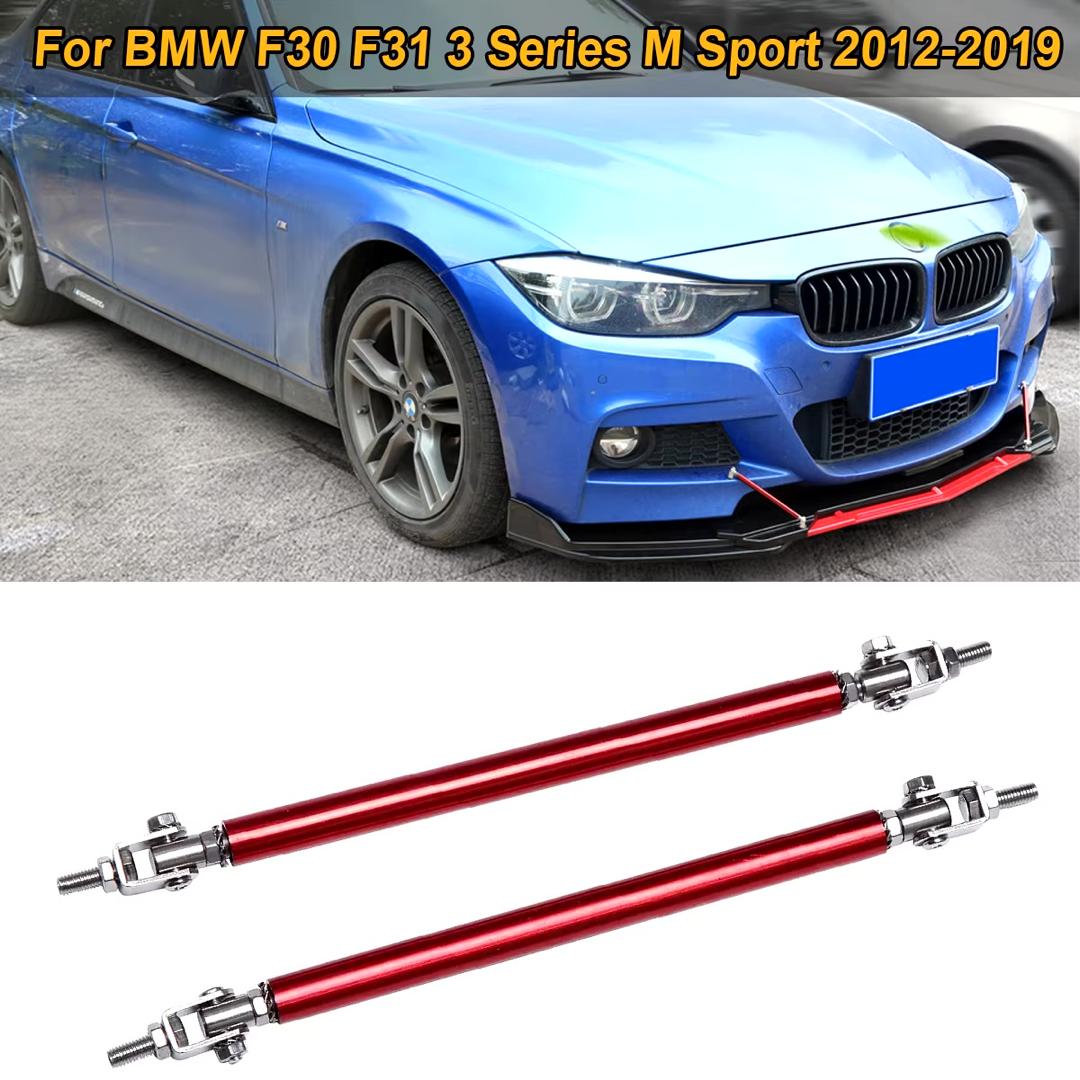 Adjustable Front Bumper Lip Strut Support Bars – Red (Pair) – Universal Fit
