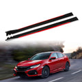Honda Civic Side Skirt Extensions – Gloss Black with Red Accent Line (Pair)